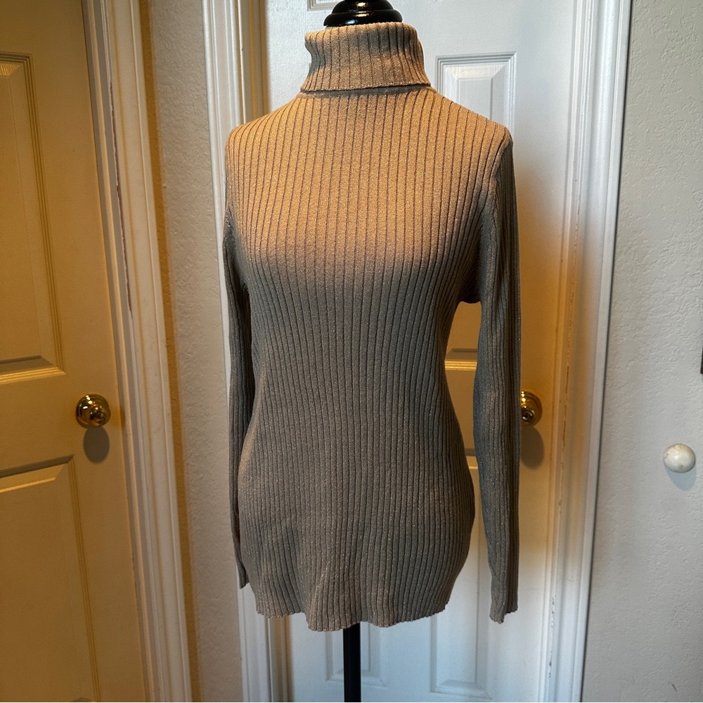Tan Metallic Thread Sweater